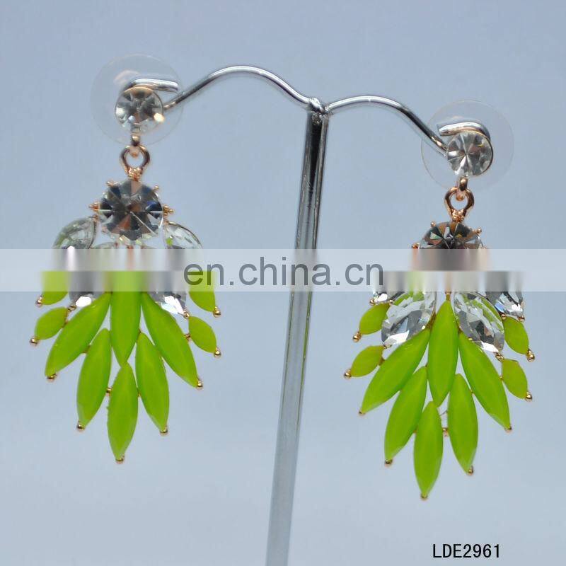 Fashionable exquisite occident mint green crystal earring stud
