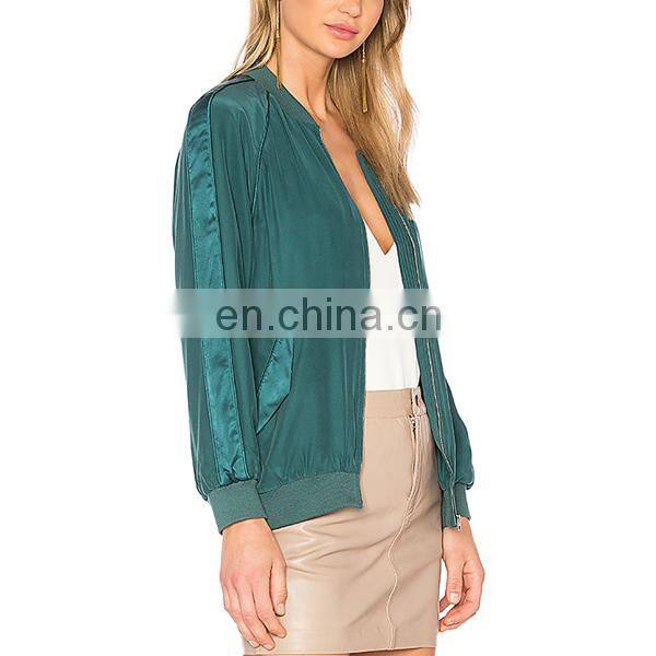 Oem 2017 ribbed trim jacket bomber jacket women jackets for women