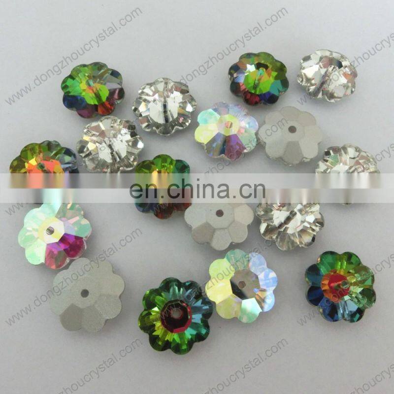 Crystal ab color sew on middle holes crystal stones for clothing