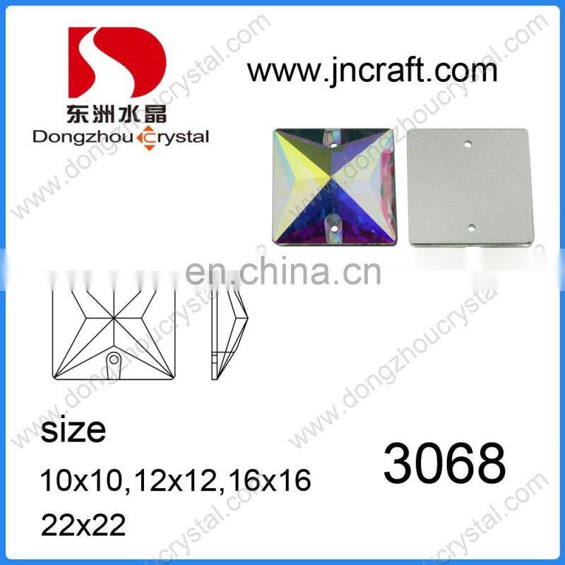 Square shape flat back crystal stone sew on elements for clothing