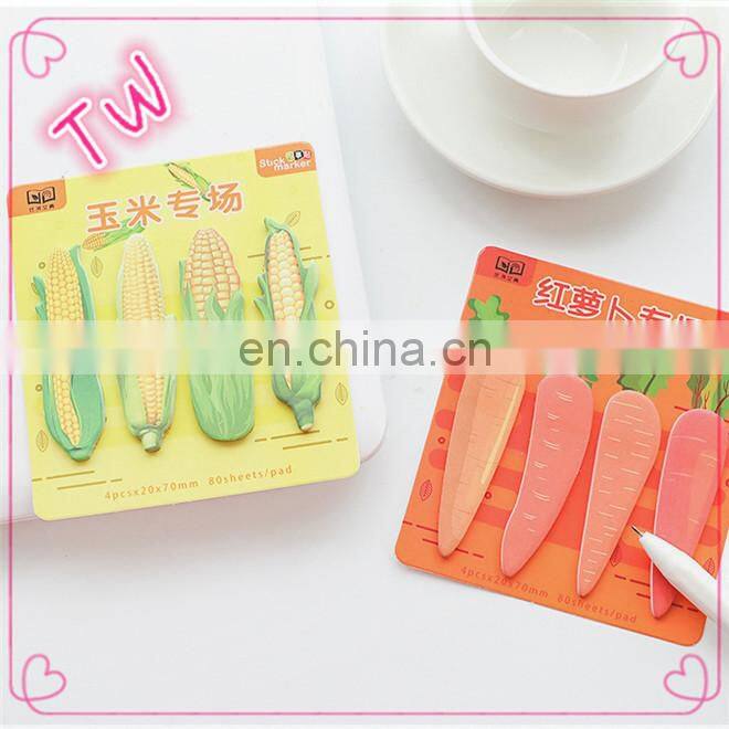 2018 Most popular creative school supplies stationery gift set for kids ,custom die cut vegetables shapes paper sticky notes