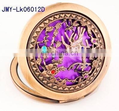 3D hollow decoration antique metal pocket makeup mirror