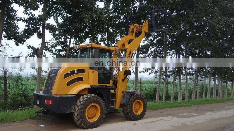2Ton wheel loader with log fork,V-snow blade,4 in 1 bucket