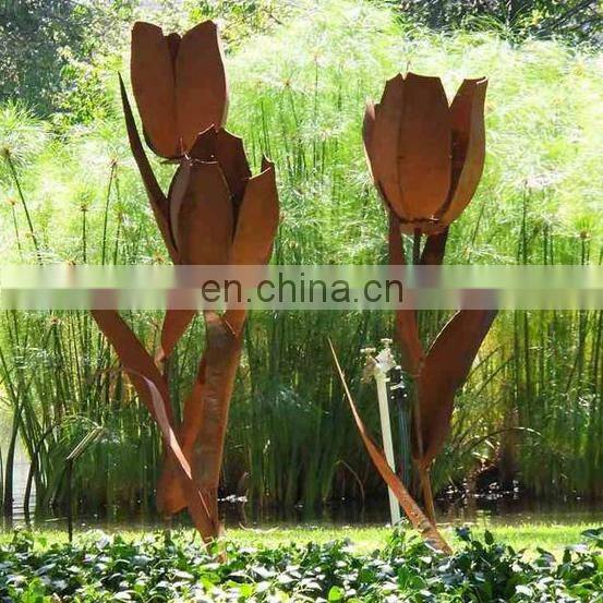 Garden Art Realistic Rose Corten Steel Sculpture