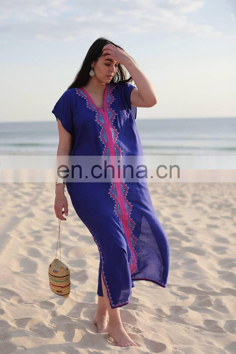 Cotton Long Beach Cover up Sarong Beach Dress Embroidered Bikini Cover up Robe de Plage Pareo Beach Swimsuit Cover up Beachwear