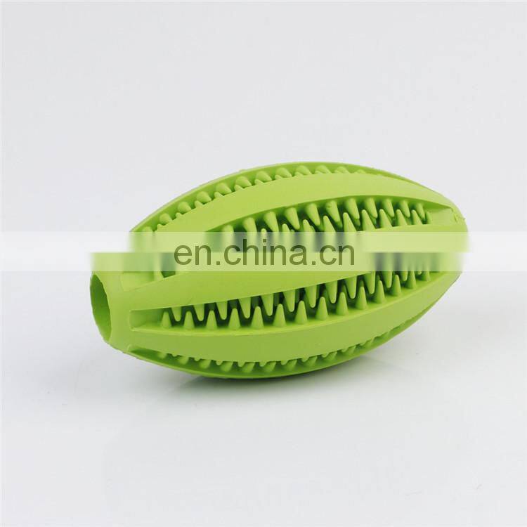 Non-Toxic soft tooth cleaning and IQ training rubber dog toys pet rugby ball