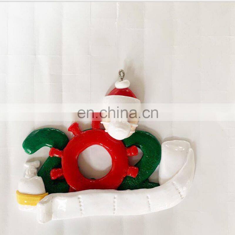 2020 new design DIY family name Blessing Resin Snowman Christmas Tree Hanging santa Christmas Ornament