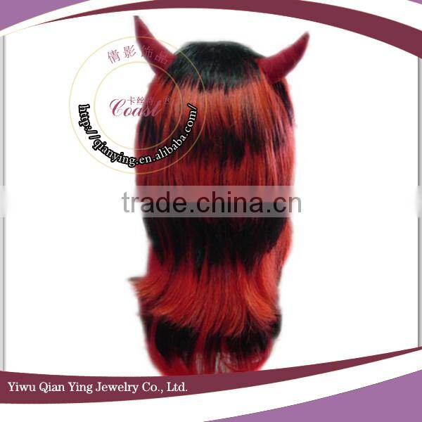 Cheap fashion synthetic ox horn Halloween carnival party wig