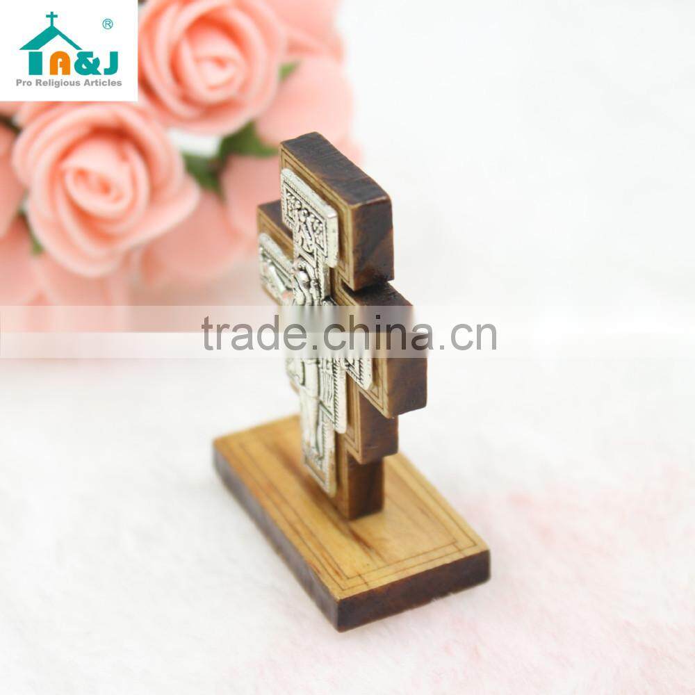 A&J San Damiano Wooden Standing Cross,car stand wooden cross,stand crucifix