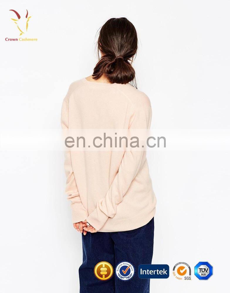 Ladies V Neck Cashmere Sweater OEM Service