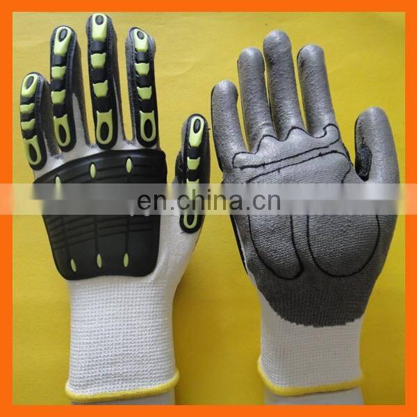 Double color nitirle sandy gloves en 388 nitrile anti cut gloves for handling glass