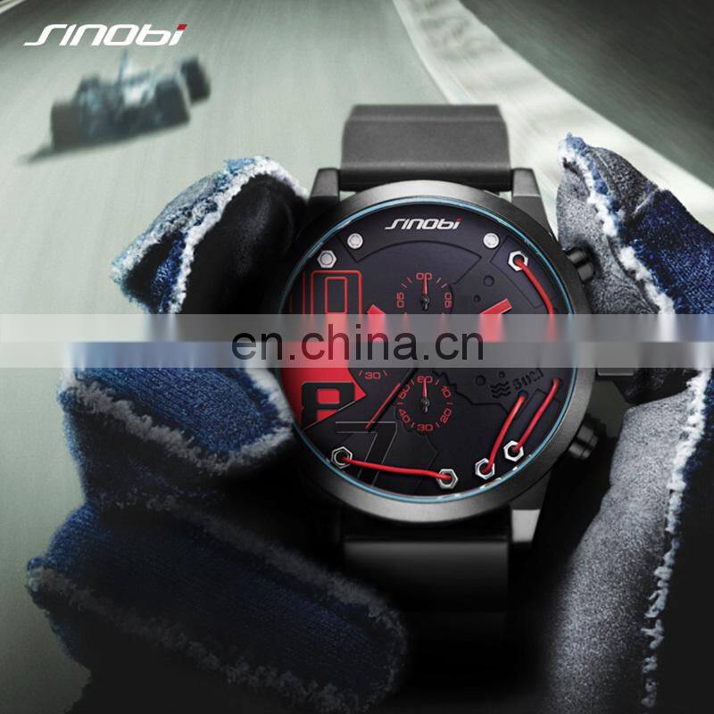 SINOBI 9728 Men's Fashion&Casual Watches Quartz Movement Silicone Band Sport For Men Watch