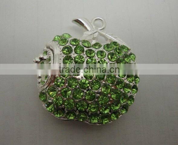 Beautiful Pink Apple Shape Necklace Jewelry USB Flash Driver 8GB with CZ diamond Accept Paypal
