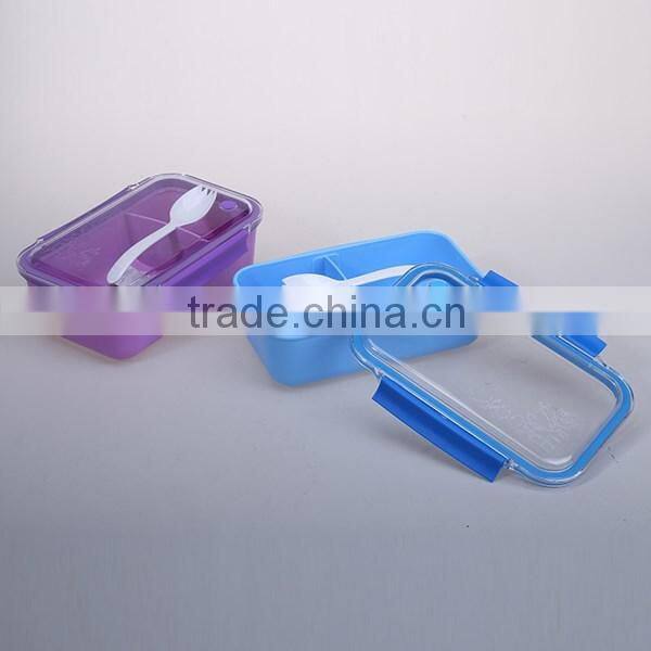 Plastic Food Storage School Office Lunch Box With Spoon