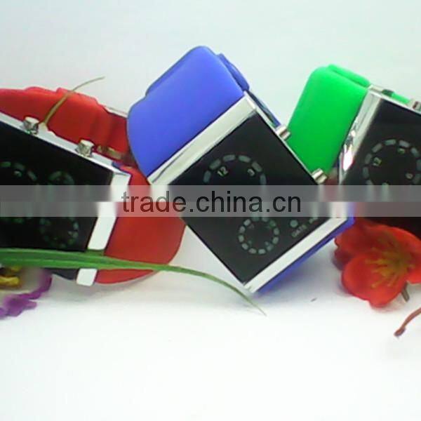 Environmental 12-hour/date display rectangular led digital watch