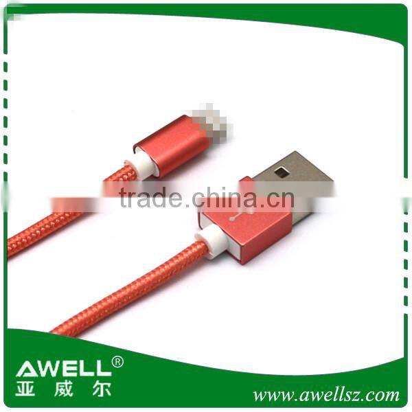 Wholesale OEM Brand Colorful Aluminum Metal Shell Connectors Tip 3FT Nylon Braided Wire Fabric Micro USB Cable