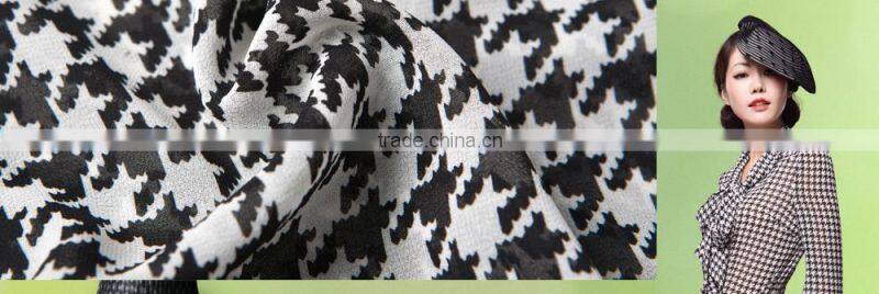 Printed Chiffon Houndstooth Fabric, Check Chiffon for Maxi Dresses