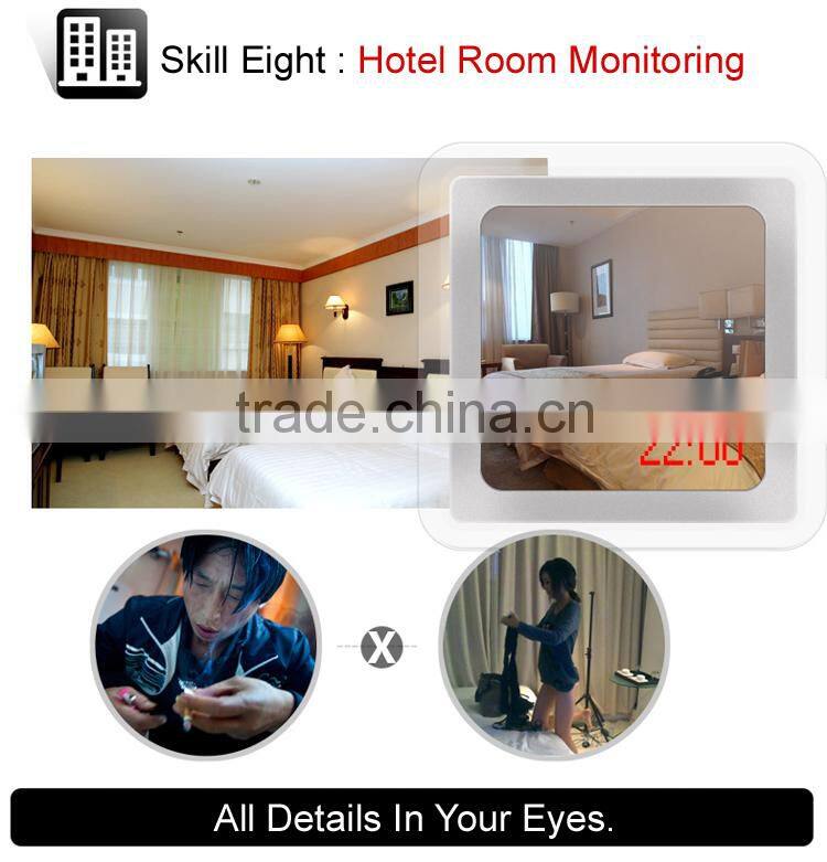 1080P IP Mirror Clock Wifi Hidden Camera with Alarm Sensor