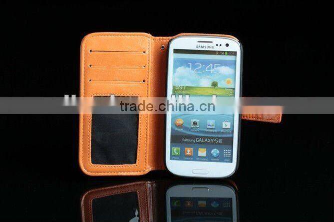 Good Design Nice Outlook Wallet Type Sheepskin Leather Case for Galaxy S3 i9300