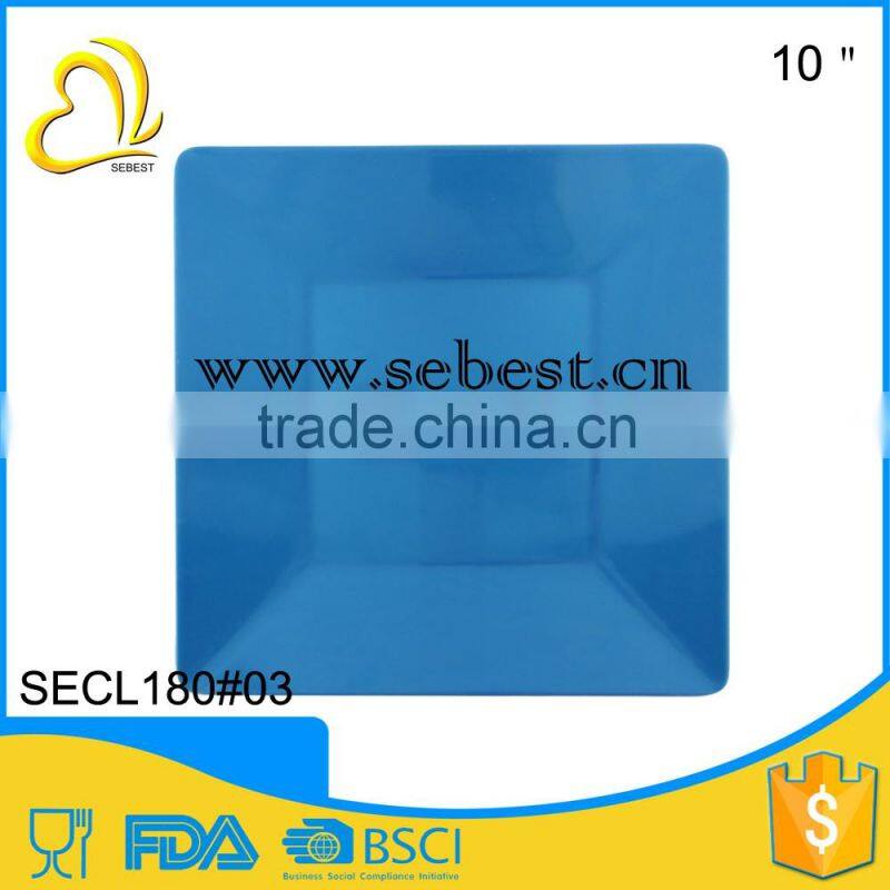 ODM and OEM unbreakable yellow color 10" melamine square shallow dish