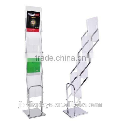 Custom design a4 acrylic brochure holder,floor standing brochure holder,magazine holder