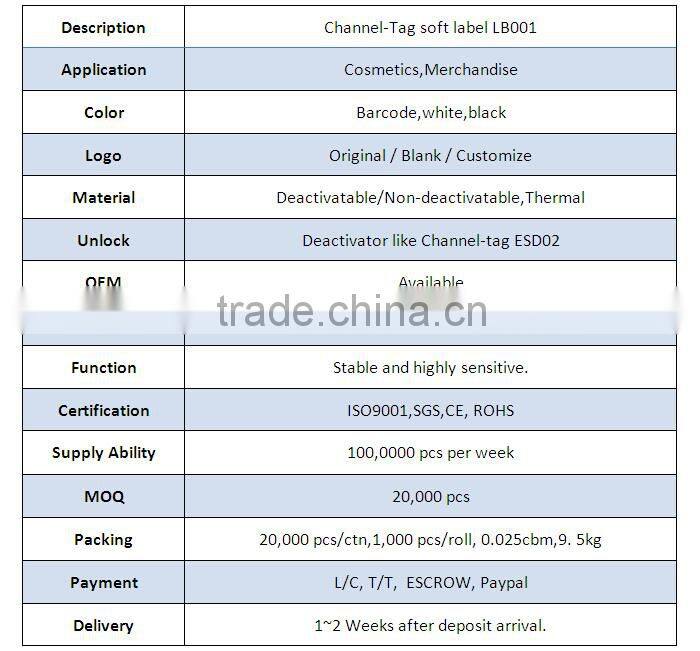 High quality EAS system label tag white RF sticker label
