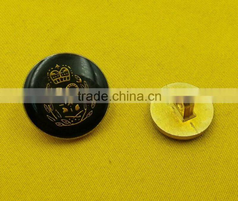 Black Enamelled Metal Shank Button For Dress --- MJ3689