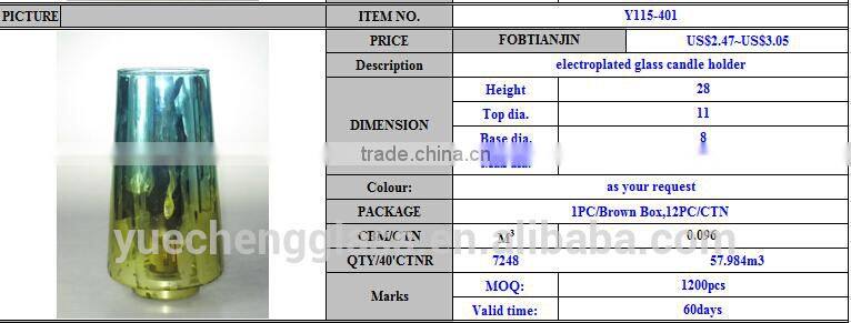 Handblown Metal design electroplating painting glass hurricane lantern candle holder