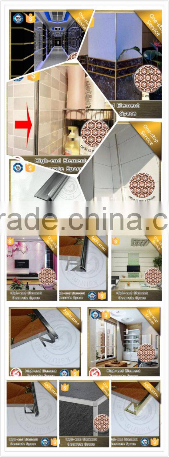 Customers first silver bullnose/square 6063 aluminum ceramic corner tile trim