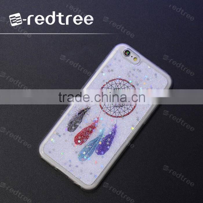 hot popular heart pattern with glitter tpu cell phone cover case