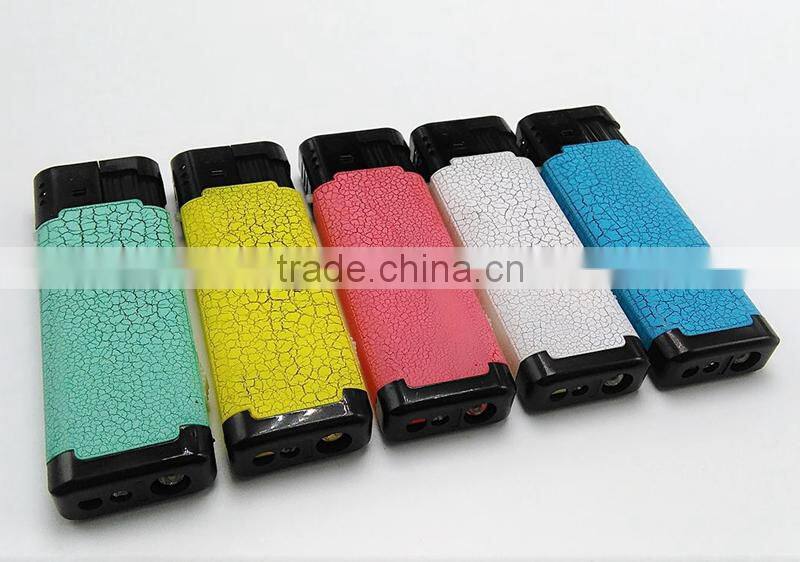 Cigarette usage plastic material colored streak torch lighter with LED light