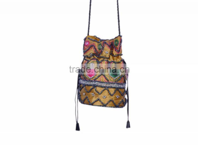 Embroidered Satin Fabric Jewellery Mirror Pouch