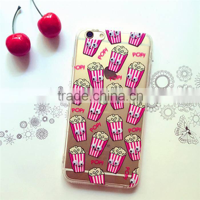 for iphone 6 tpu sublimation case hard back cover moving eyes cartoon