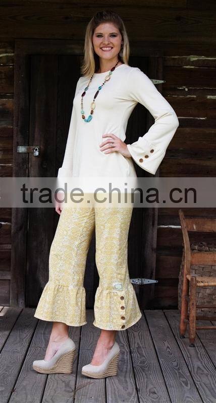 Mix color and buttons mother and daughter dress clothing sets with Printed fabric