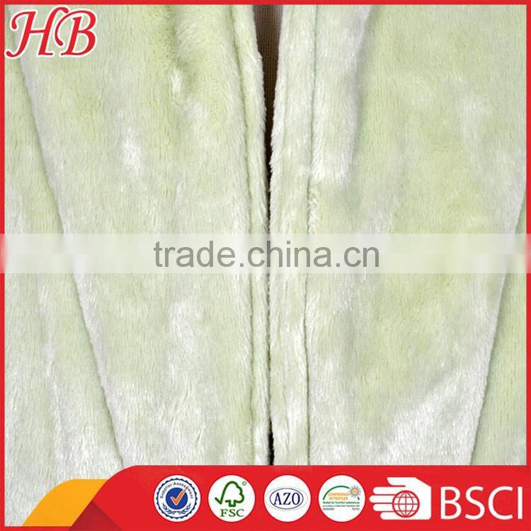 green flannel fleece ladies bathrobe with emb and shawl collar, factory direct sale , sleepwear with low price