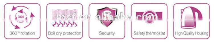 1.7L cordless colorful coating big window electric water kettle