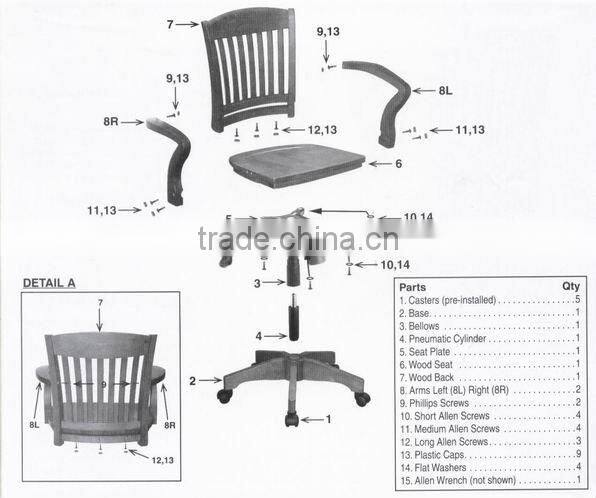 Adjustable height wood chair with arms 105FW
