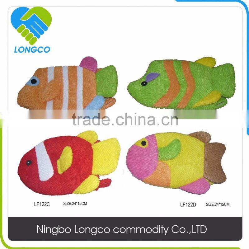 Factory price fish shaped animal bath gloves mitts