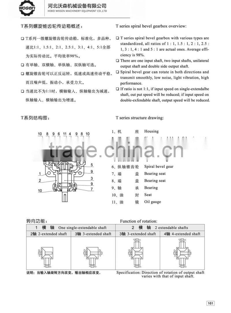 gearbox ratio 1:2 T series Spiral Bevel Gearbox