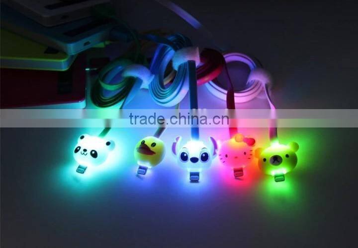 2015 Newest product factory price Led Cartoon Light USB Data Charge cable Cell Phone USB Cable for iPhone 5/5s/5c/6/plus