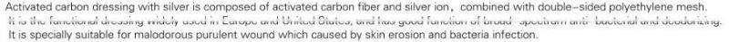 Disposable Medical Activated Carbon Wound Dressing with Silver