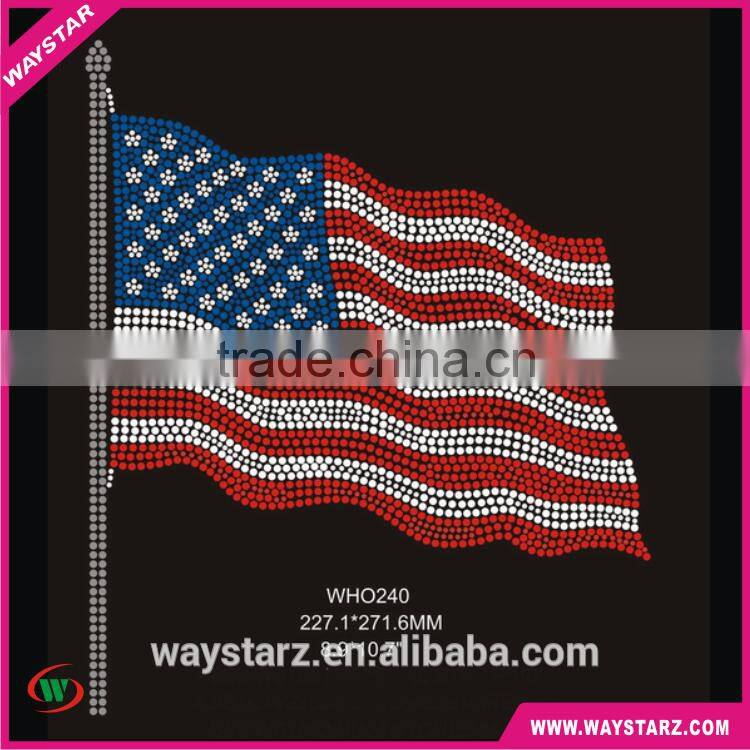 Ameican Flag Rhinestone Glass Beads Wholesale Heat Press Transfers