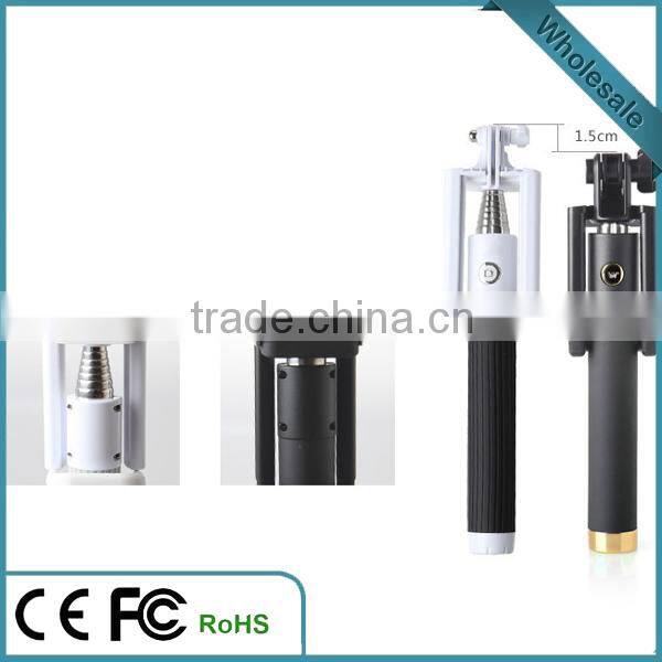 2015 hot sales private mould smartphone built-in bluetooth wireless selfie stick