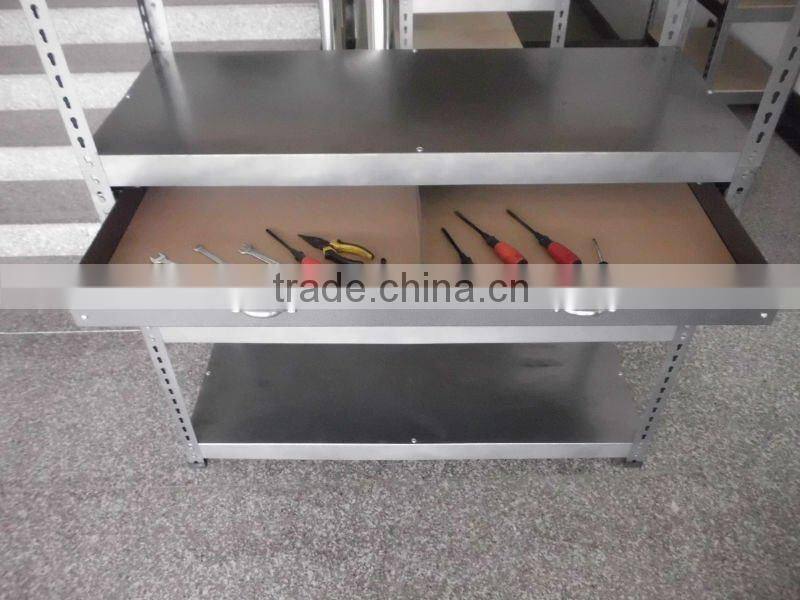 Metal storage shelf with two drawers