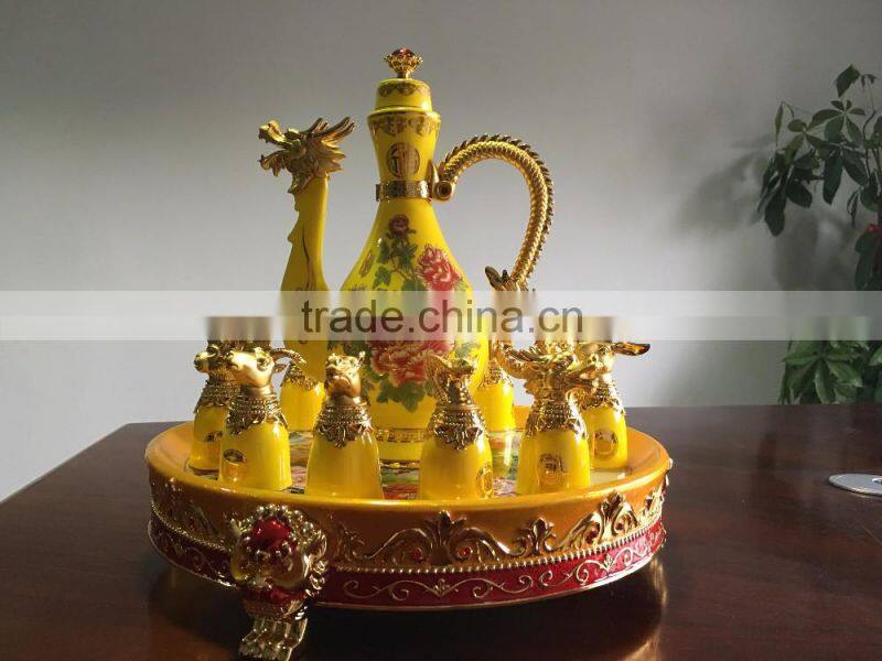 12 zodiac yellow ceramic wine cups,artistic ceramic cup