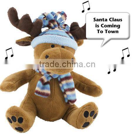 lighted christmas moose/stuffed christmas toys/christmas moose stuffed toys