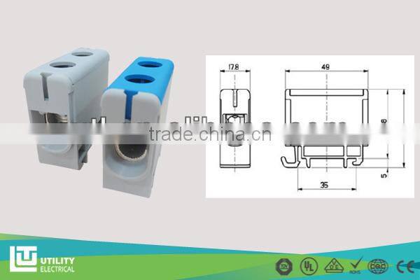 Industrial Power Din Rail terminal block Newest UTL JUT10-50 KE61 Al/Cu Terminal Conductors