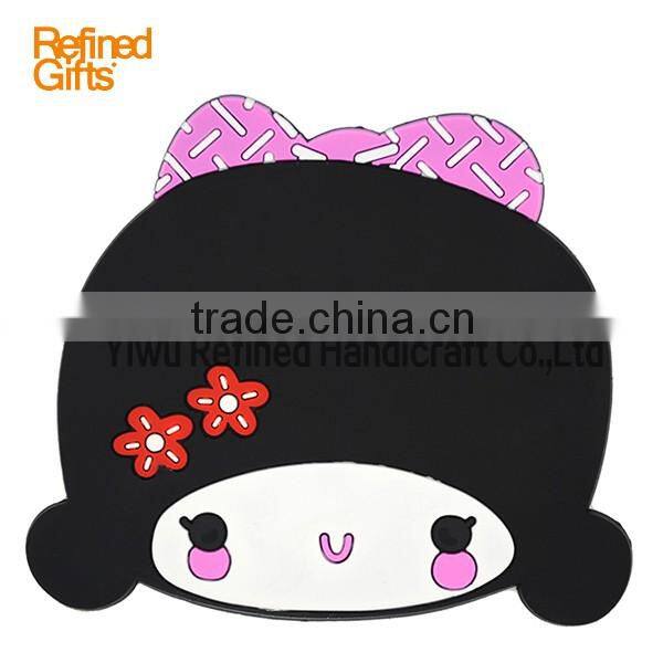 Korea style Cute Soft Pvc Bespoke Coasters Silicone Mats Pink girl Pads