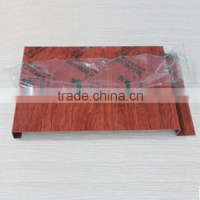 Roller Coating Wood Grain Colored G shaped Aluminum Strip Slat Flase Ceiling