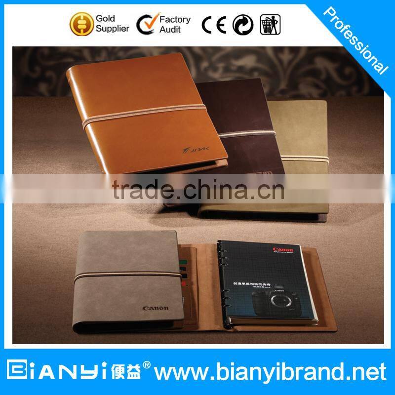 2016 Promotional gift soft pu cover leather business notebook with elastic band journal agenda planner diary